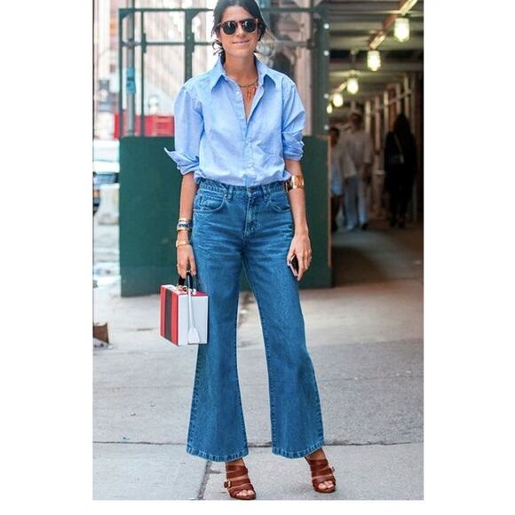 DEREK LAM 10 CROSBY GIA High Rise Crop Flare Jeans | Italian Denim | Sz 25" NEW - Picture 5 of 15